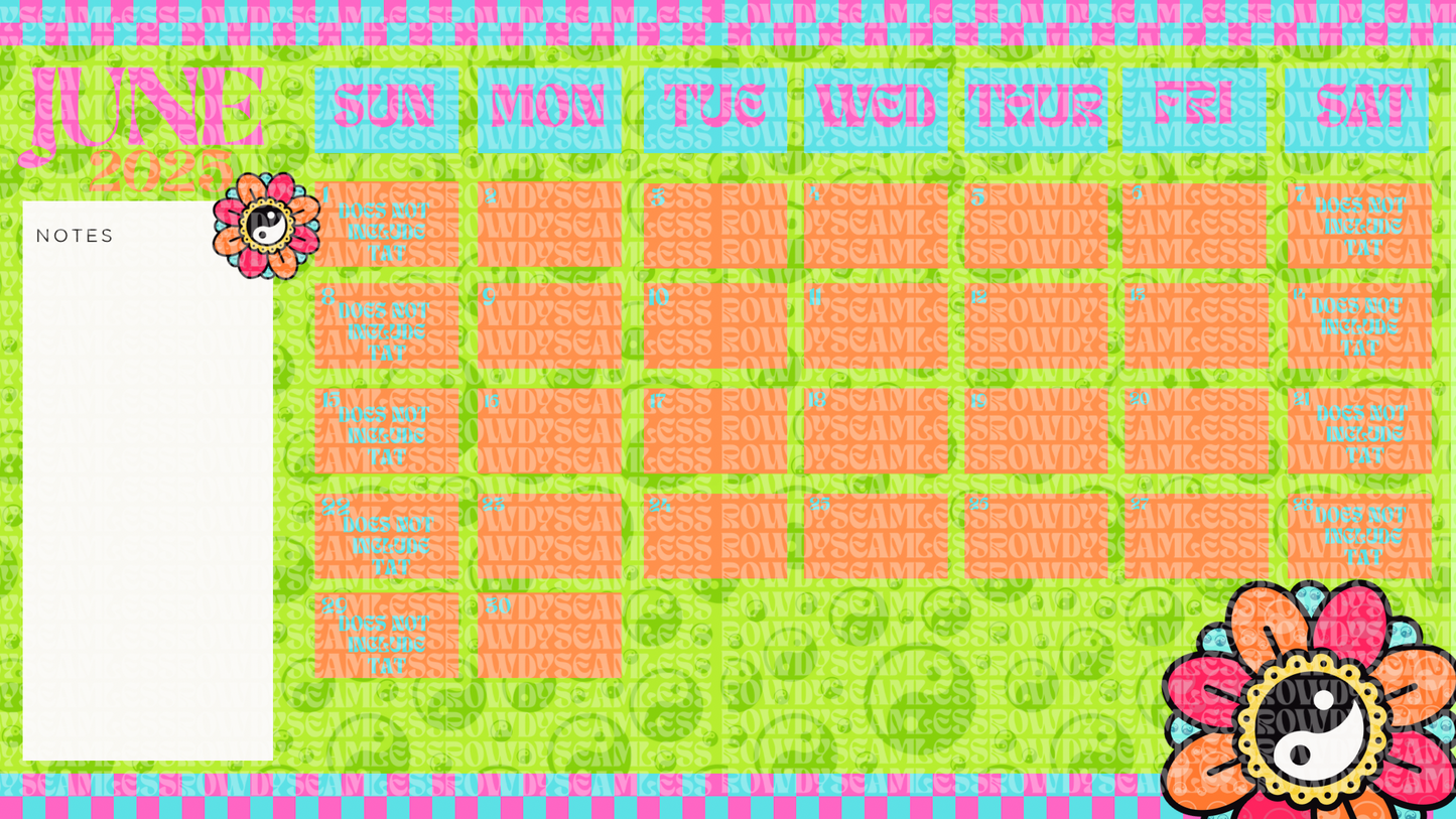 Digital JUNE Calendar