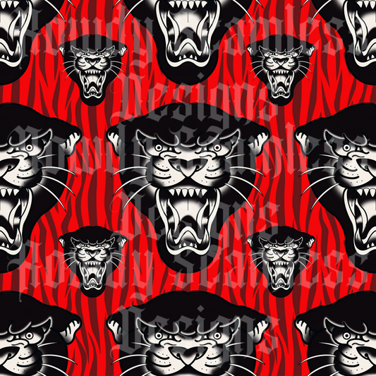 Jaguar Head with Zebra Background